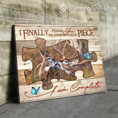 Stunning Gift Buck & Doe Painting On Puzzle Pieces I Am Complete Canvas For Couple
