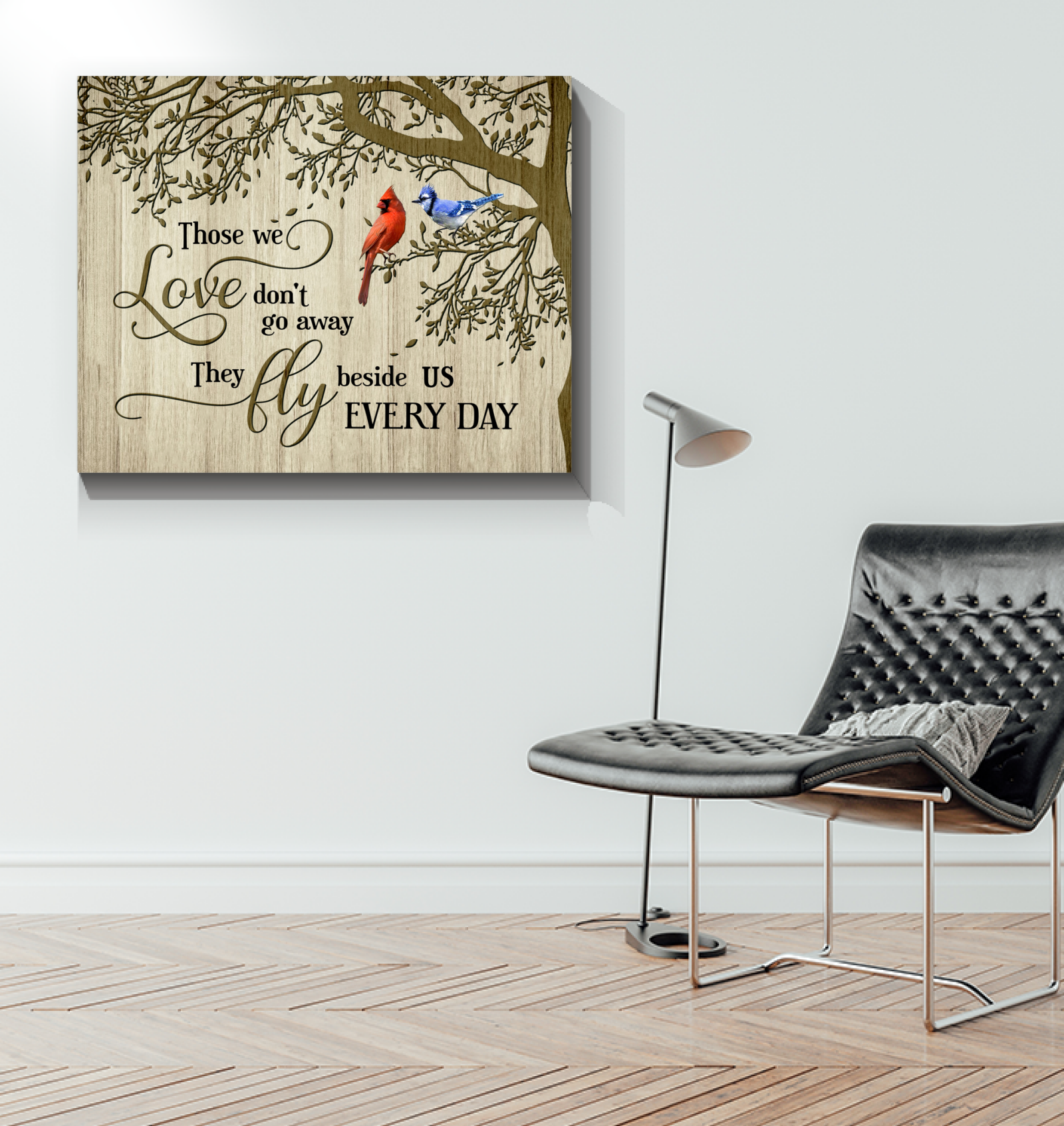 Blue Jay Bird Hugging Northern Cardinal Poster by alwe-designs