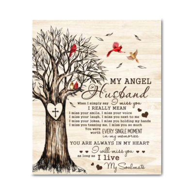 Canvas Cardinal My Angel Husband Love Tree