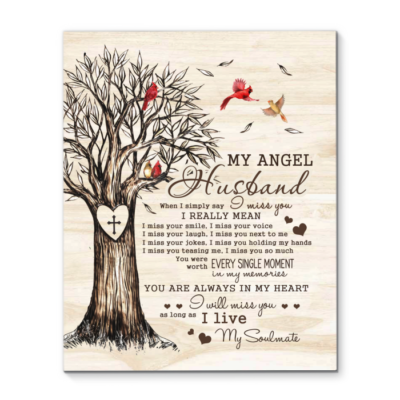 Canvas Cardinal My Angel Husband Love Tree