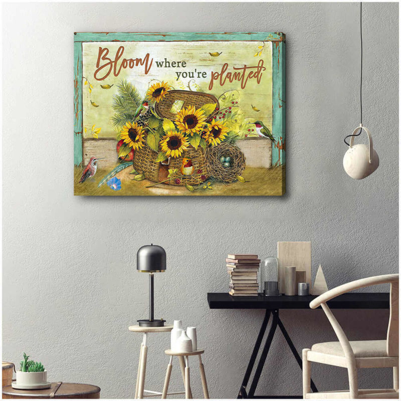 Sunflowers and Hummingbirds Poster Canvas Bloom where you’re planted ...