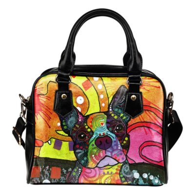 Boston Terrier Shoulder Handbag - Dean Russo Art