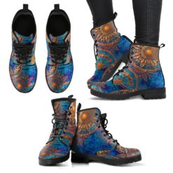 Blue Gold Tribal Sun Leather Boots