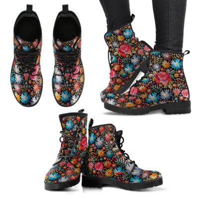 Bohemian Floral Leather Boots