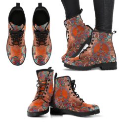 Red Paisley Mandala Leather Boots