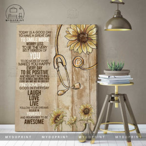 Remember To Be Awesome Sunflower & Stethoscope Canvas