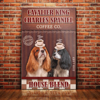 Cavalier King Charles Spaniel Dog Coffee Company Canvas FB1803 95O49 Cavalier King CHarles Dog Canvas