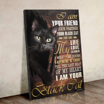 I Am Your Friend Black Cat Canvas Wall Art