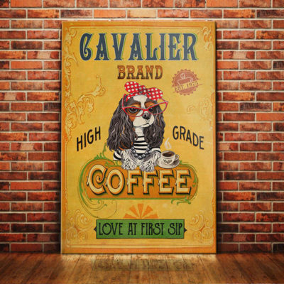 Cavalier King Charles Spaniel Dog Coffee Company Canvas FB2801 90O50 Cavalier King CHarles Dog Canvas