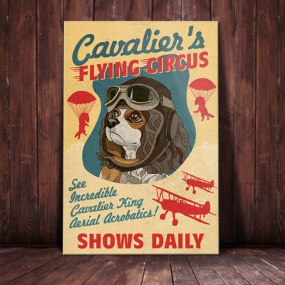 Cavalier King Charles Spaniel Dog Flying Circus Canvas MR0404 85O39 Cavalier King CHarles Dog Canvas