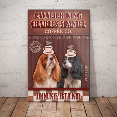 Cavalier King Charles Spaniel Dog Coffee Company Canvas FB1803 95O49 Cavalier King CHarles Dog Canvas