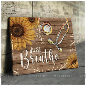 Just Breathe Sunflower & Stethoscope Canvas