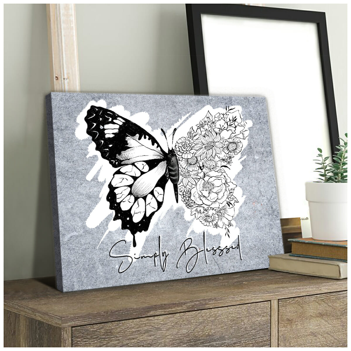 Butterfly Simply Blessed Stone Canvas