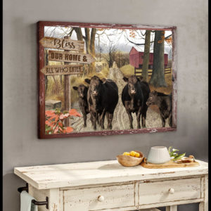 Farmhouse Angus Cows Bless This Home Poster Canvas - Art Hoodie