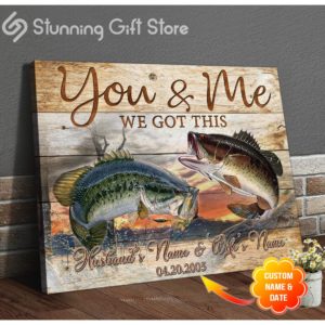 Stunning Gift Bass Fish Custom Name And Date Canvas Wall Art Decor Gift Idea For Fishing Couple - You And Me We Got This
