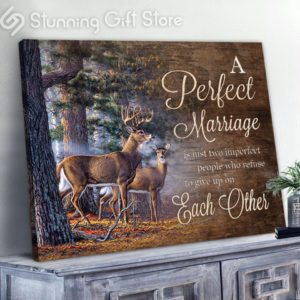 Stunning Gift Buck And Doe Canvas A Perfect Marriage Ver2 Wedding Anniversary Wall Art Wall Decor Gift For Couple
