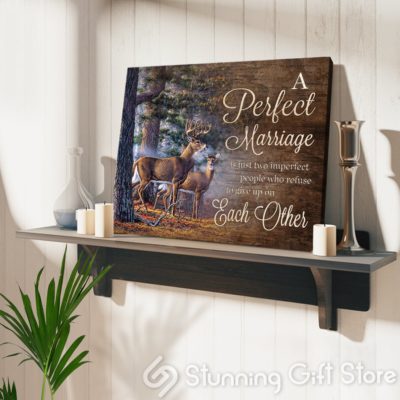 Stunning Gift Buck And Doe Canvas A Perfect Marriage Ver2 Wedding Anniversary Wall Art Wall Decor Gift For Couple