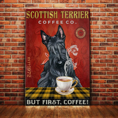 Scottish Terrier Dog Coffee Company Canvas MR0302 90O53 Scottish Terrier Dog Canvas