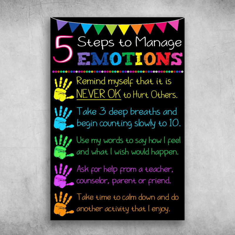 5 Steps To Manage Emotions Poster Canvas – Art Hoodie