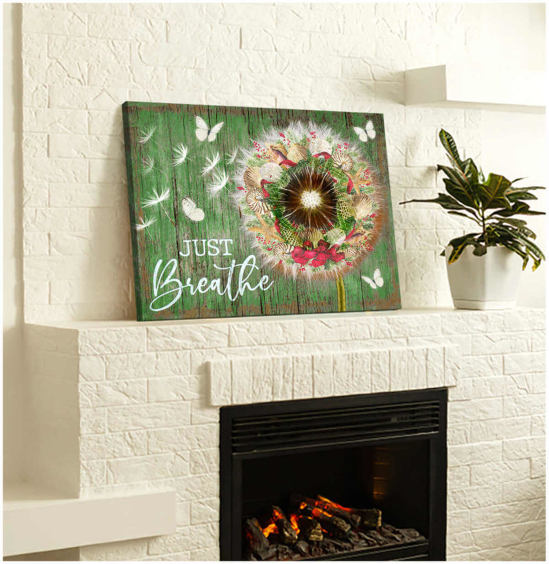 Christmas Dandelion and Butterflies Canvas Just Breathe Wall Art Decor