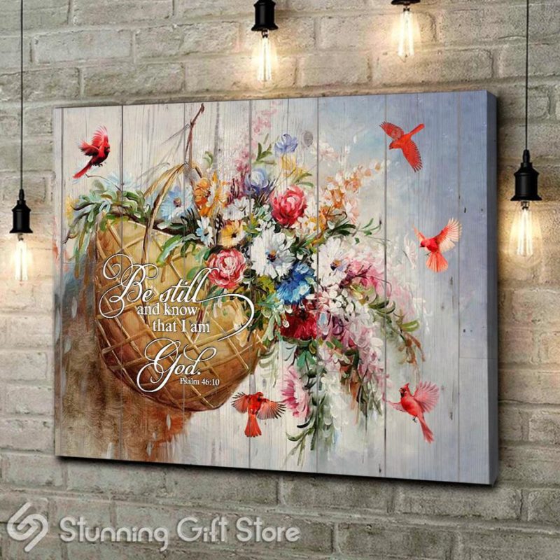Stunning Gift Cardinal Canvas Be Still And Know That I Am God Psalm 46:10 Wall Art Wall Decor Jesus Bible Sign