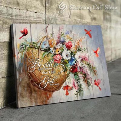 Stunning Gift Cardinal Canvas Be Still And Know That I Am God Psalm 46:10 Wall Art Wall Decor Jesus Bible Sign