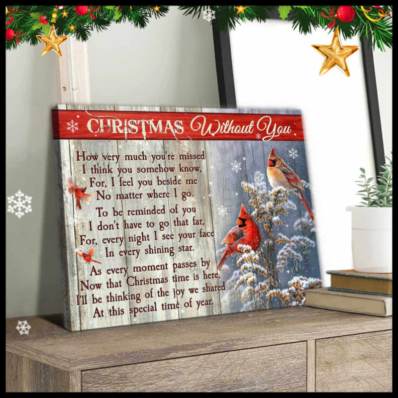 Cardinal Christmas Canvas Christmas Without you Wall Art Decor