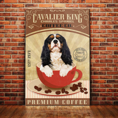 Cavalier King Charles Spaniel Dog Coffee Company Canvas FB1901 70O42 Cavalier King CHarles Dog Canvas