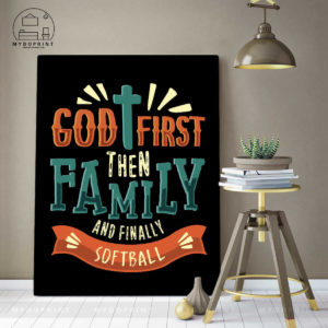 God First Then Family And Finally Softball Canvas