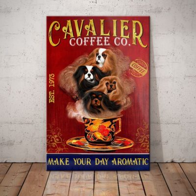 Cavalier King Charles Spaniel Dog Coffee Company Canvas FB2402 90O39 Cavalier King CHarles Dog Canvas
