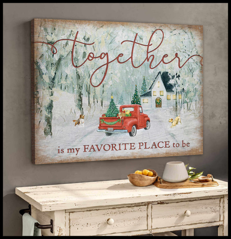 Farm Farmhouse Christmas Canvas Together is my favorite place to be Wall Art Decor