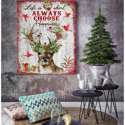 Eviral Stores Christmas Deer Life Is Short Canvas  Canvas Poster 2611