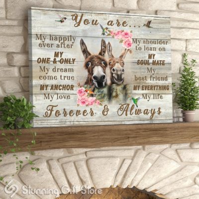 Stunning Gift Donkey Canvas Couple Gift Idea Wedding Anniversary You Are Forever And Always Wall Art Wall Decor