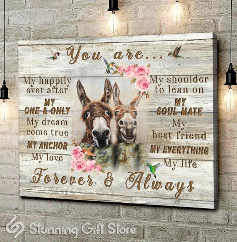 Stunning Gift Donkey Canvas Couple Gift Idea Wedding Anniversary You Are Forever And Always Wall Art Wall Decor