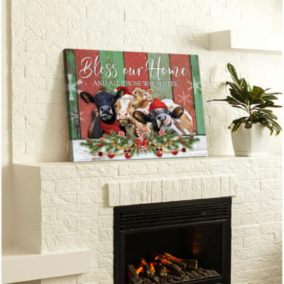 Eviral Stores Farm Farmhouse Christmas Canvas Bless our home and all those who enter Canvas Canvas Poster 2611