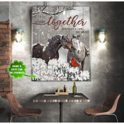 Custom Name and Year Husband and Wife And so together Horse Canvas