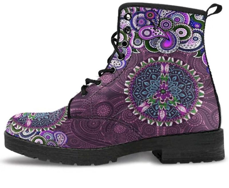 Purple Peace Mandala 2 Leather Boots
