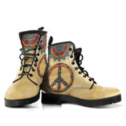 Peace Mandala Beige Leather Boots