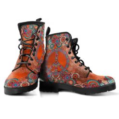 Red Paisley Mandala Leather Boots