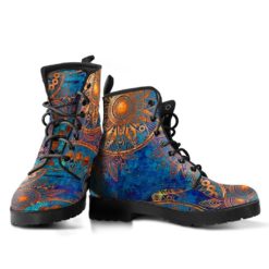 Blue Gold Tribal Sun Leather Boots