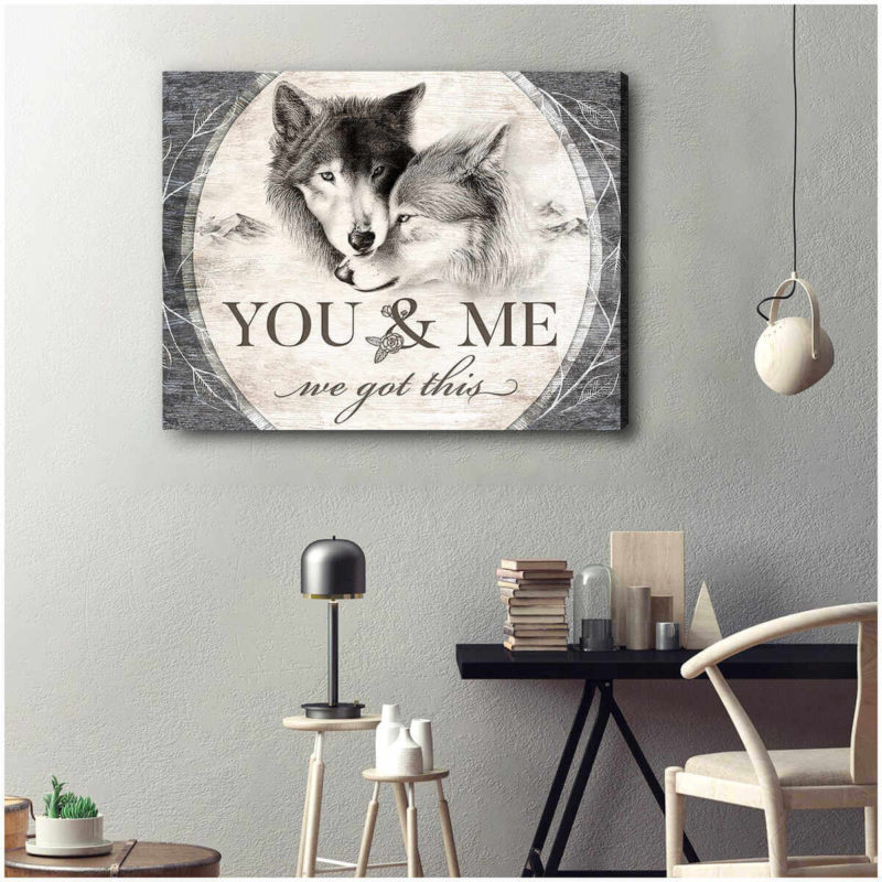 Beautiful Wolf Canvas You and Me We Got This Couple Wall Art Decor