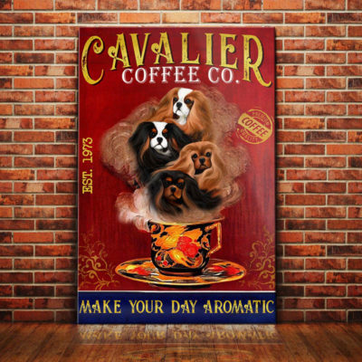 Cavalier King Charles Spaniel Dog Coffee Company Canvas FB2402 90O39 Cavalier King CHarles Dog Canvas