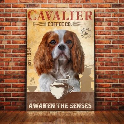 Cavalier King Charles Spaniel Dog Coffee Company Canvas FB1802 69O59 Cavalier King CHarles Dog Canvas