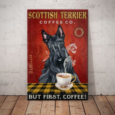 Scottish Terrier Dog Coffee Company Canvas MR0302 90O53 Scottish Terrier Dog Canvas
