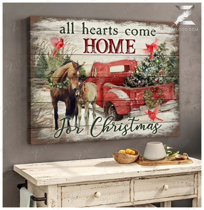 All Hearts Come Home for Christmas Horse gallery wrapped Canvas