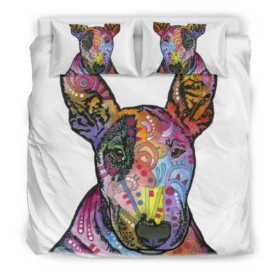 Bull Terrier Bedding Set - White Back - Dean Russo Art Bedding Set