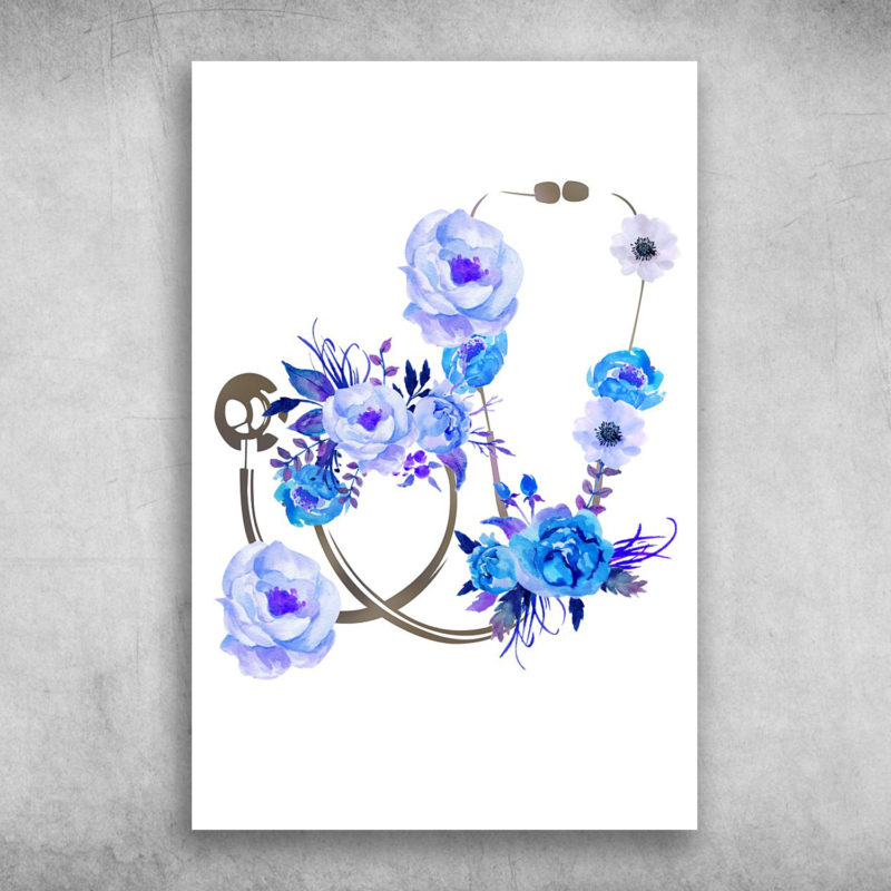 Beautiful Flower Stethoscope Floral Stethoscope Poster Canvas – Art Hoodie