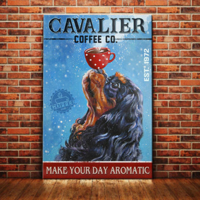 Cavalier King Charles Spaniel Dog Coffee Company Canvas FB1901 90O50 Cavalier King CHarles Dog Canvas