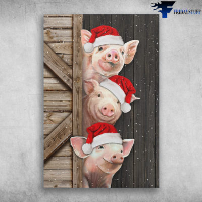 Cute Pigs On Christmas Day