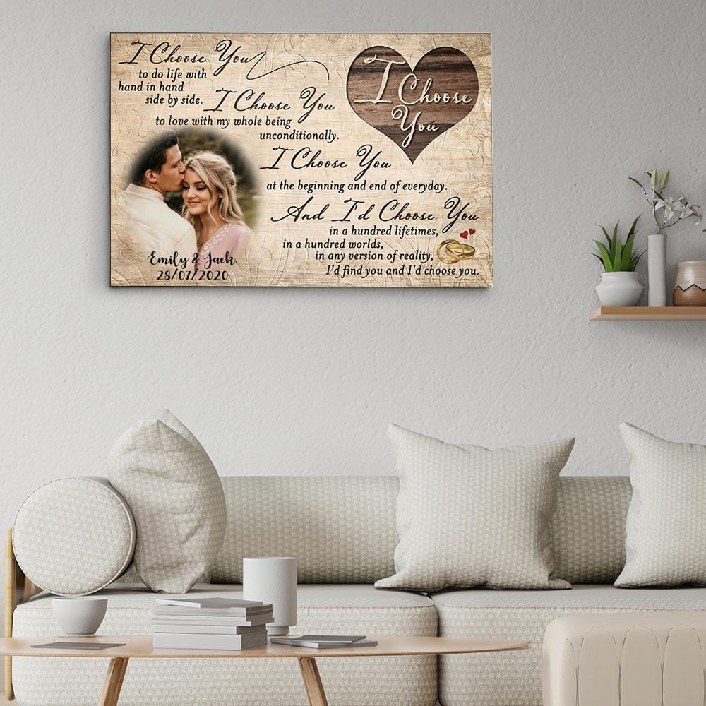 Personalized Anniversary Gift For Wife For Husband I Choose You Horizontal Canvas